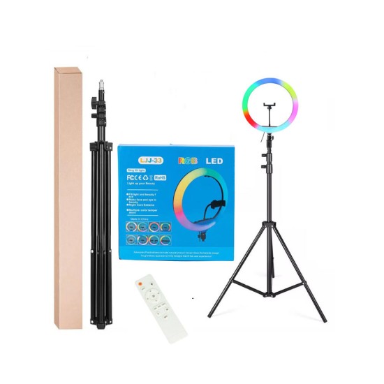 RINGLIGHT STAND LJJ-33 WITH PHONE HOLDER AND REMOTE 33CM BLACK RINGLIGHT STAND LJJ-33 WITH PHONE HOLDER AND REMOTE 33CM BLACK